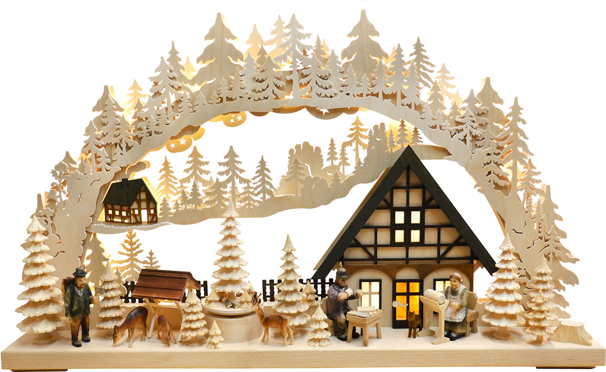 3D-Schwibbogen groß, Traditionelles Kunst Pyramide, geschnitze Firguren 3D-Schwibbogen groß, Traditionelles Kunst Pyramide, geschnitze Firguren