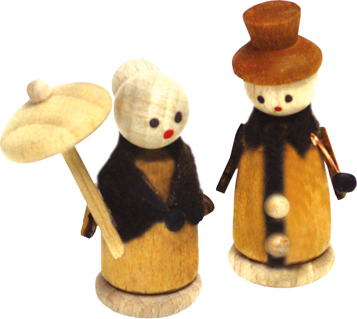 Miniaturfiguren, 2er Set, Spaziergänger mit Schirm