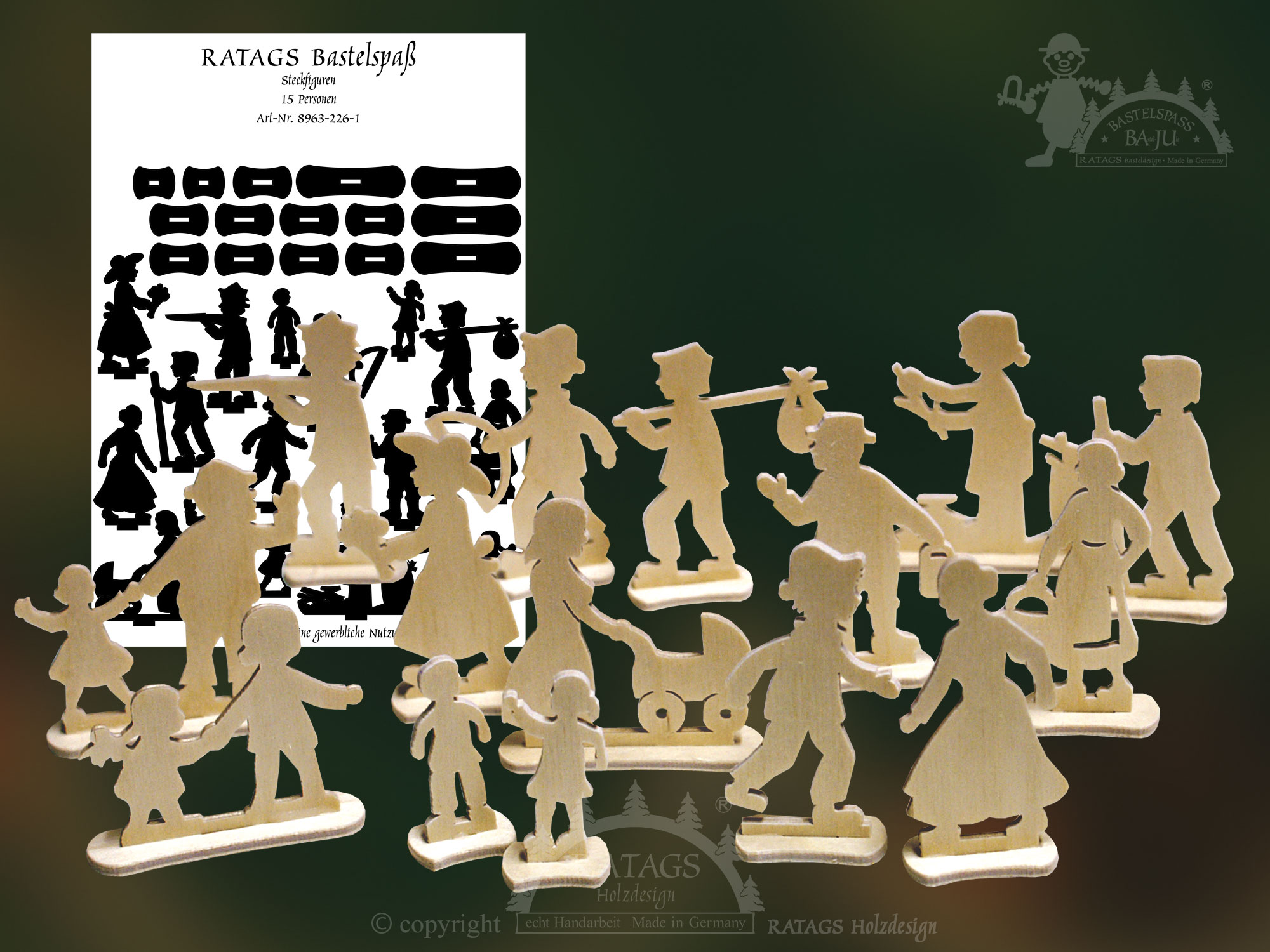 Steckfiguren zum Basteln, Personen, zum Aussägen Steckfiguren zum Basteln, Personen, zum Aussägen