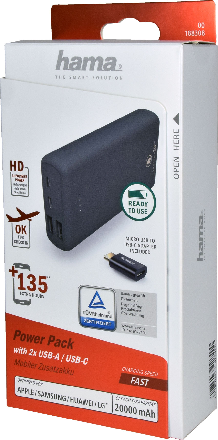 hama Powerbank mit 2x USB-A / USB-C 20000mAh hama Powerbank mit 2x USB-A / USB-C 20000mAh