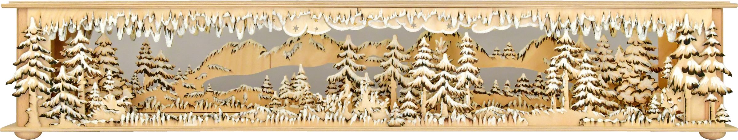 Raumleuchte gr., Schneemannparadies, handbemalt braun, Raureif, unbestückt