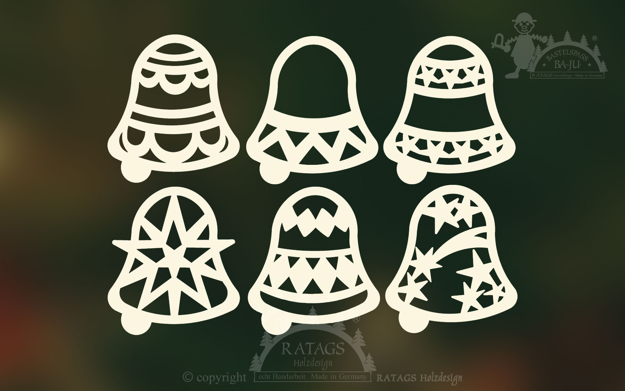 Baumbehang, 6er Set, Glocken Baumbehang, 6er Set, Glocken