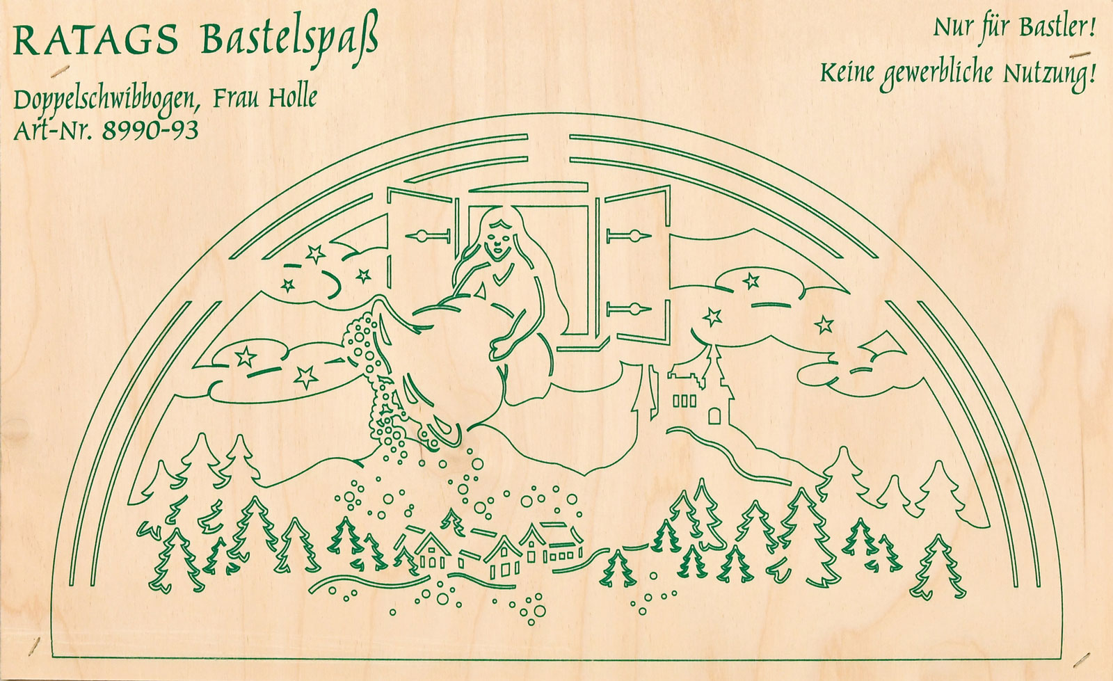 2 Motivsperrholzplatten, Selbstaussägen Schwibbogen, klein, Frau Holle 2 Motivsperrholzplatten, Selbstaussägen Schwibbogen, klein, Frau Holle