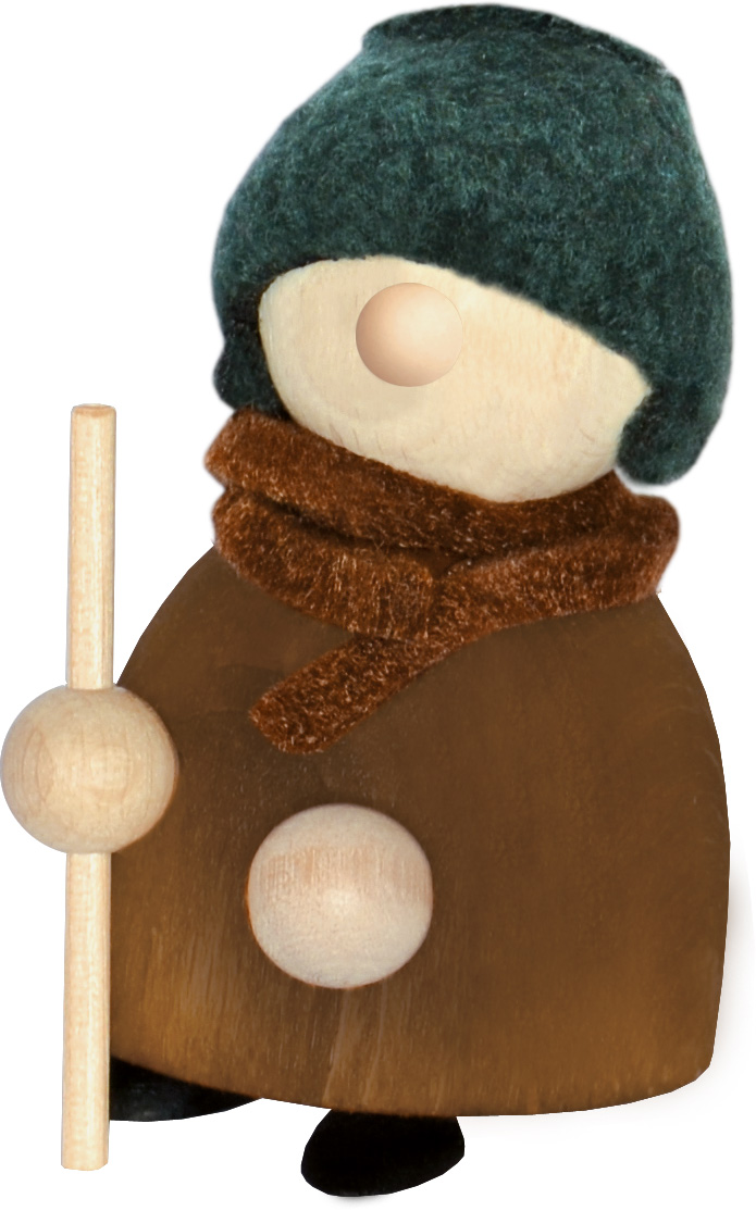 Molli Mann im Winter, Stock, braun/grün Molli Mann im Winter, Stock, braun/grün