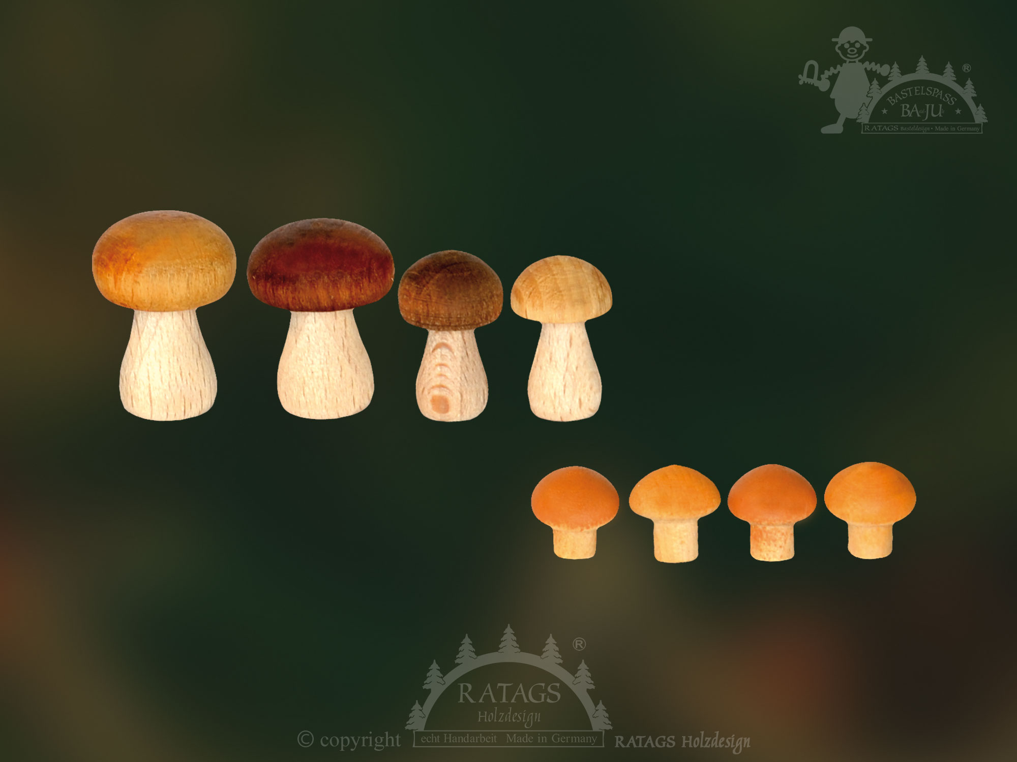 4 Pilze zum Basteln, 4 normale Pilze 4 Pilze zum Basteln, 4 normale Pilze
