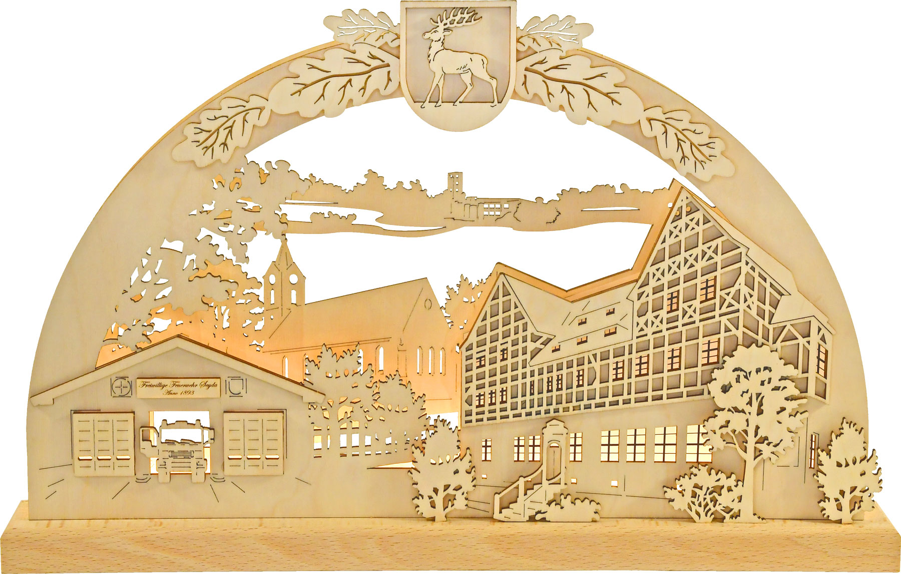 3D-Schwibbogen kl., Motiv Seyda mit Wappen, LED Stripe 3D-Schwibbogen kl., Motiv Seyda mit Wappen, LED Stripe