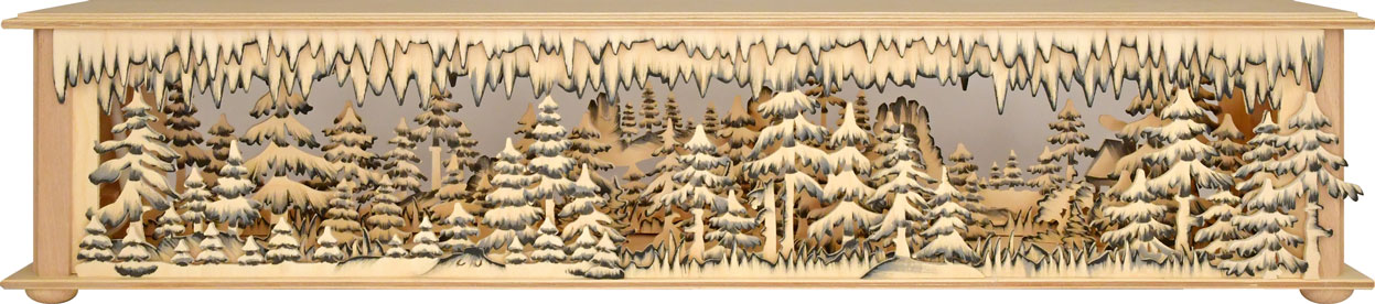 Raumleuchte mittelgr., Wald/Gebirge, handbemalt grau Raumleuchte mittelgr., Wald/Gebirge, handbemalt grau