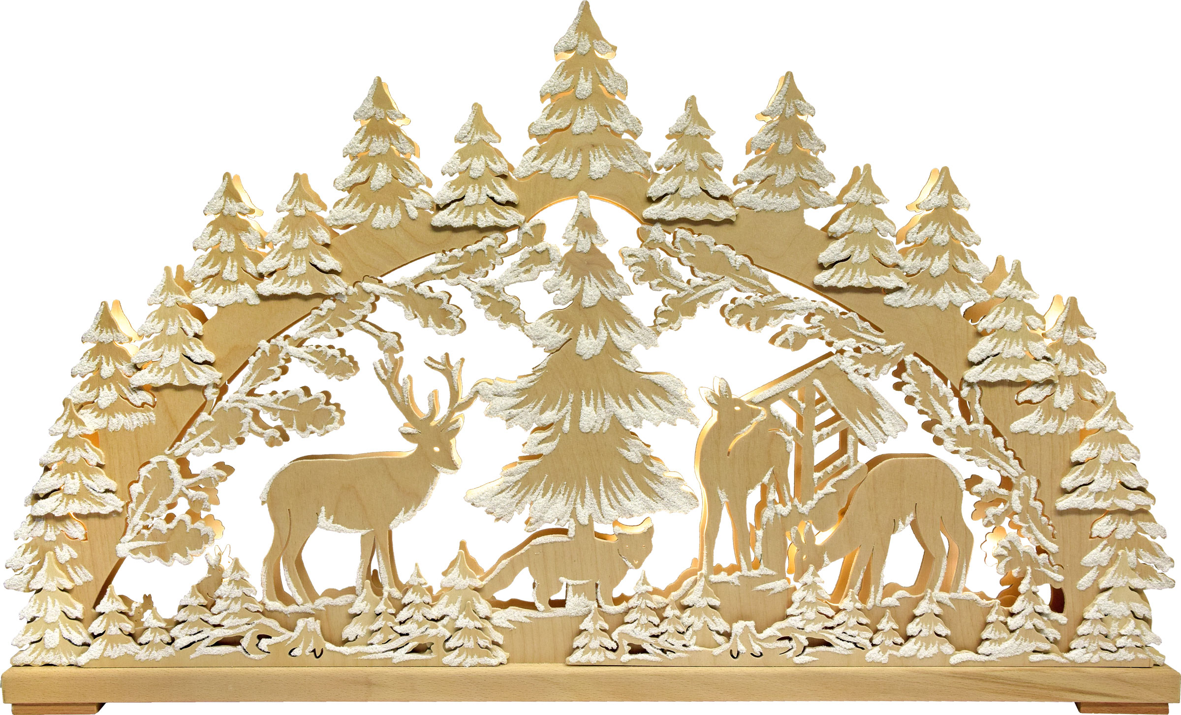 Schwibbogen groß, Waldtiere, Raureif Schwibbogen groß, Waldtiere, Raureif