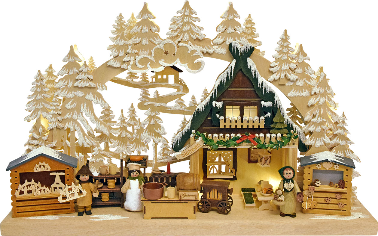 3D-Schwibbogen kl., Nikolausmarkt mit Raureif 3D-Schwibbogen kl., Nikolausmarkt mit Raureif