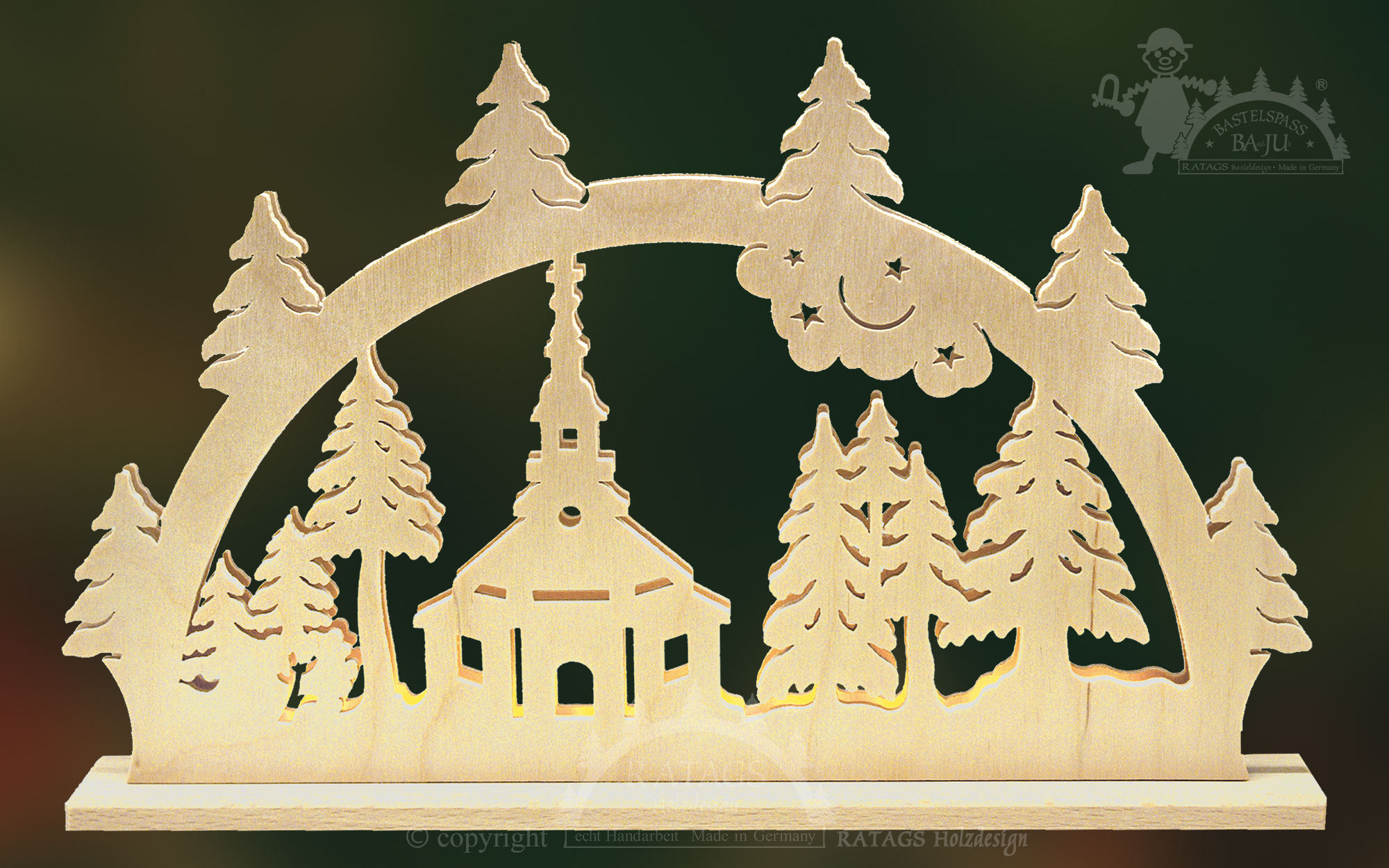 Schwibbogen mit LED zum Basteln Seiffener Kirche Schwibbogen mit LED zum Basteln Seiffener Kirche