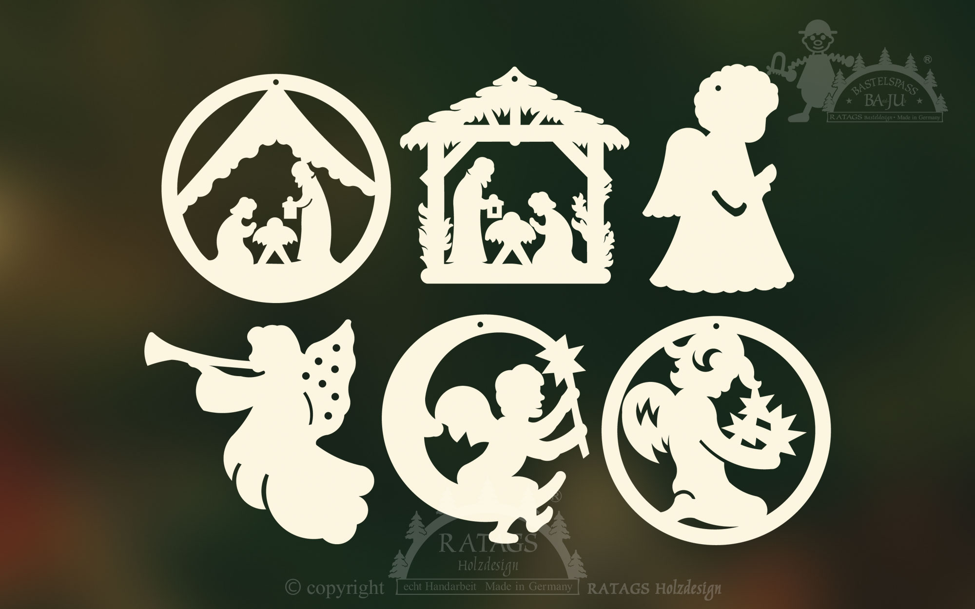 Baumbehang, 6er Set, Weihnachtsmotive Baumbehang, 6er Set, Weihnachtsmotive