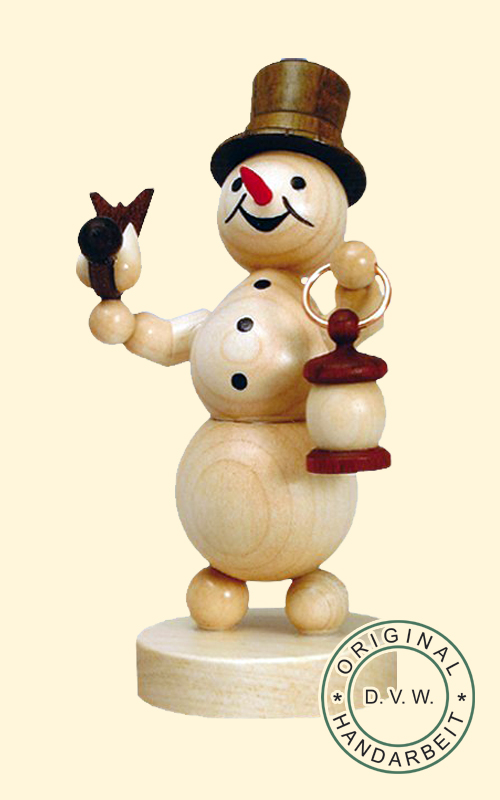 Schneemann "mit Laterne und Vogel" Sockel 12 cm