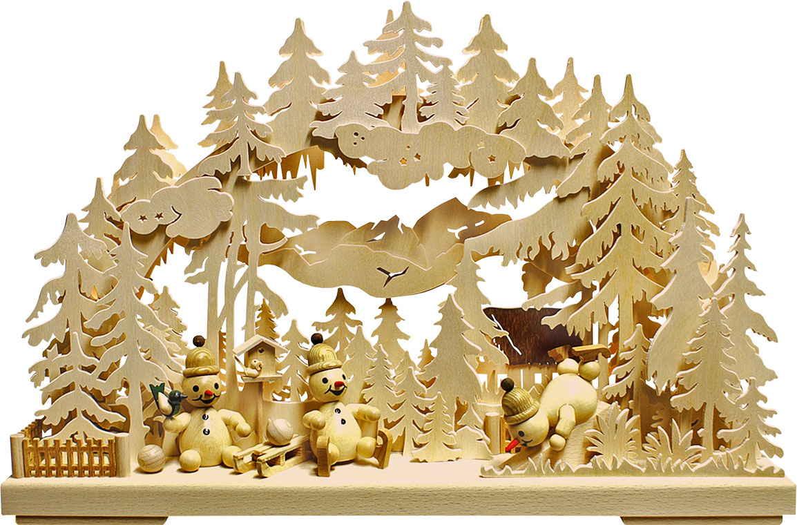 3D-Schwibbogen klein, Schneemannparadies 3D-Schwibbogen klein, Schneemannparadies