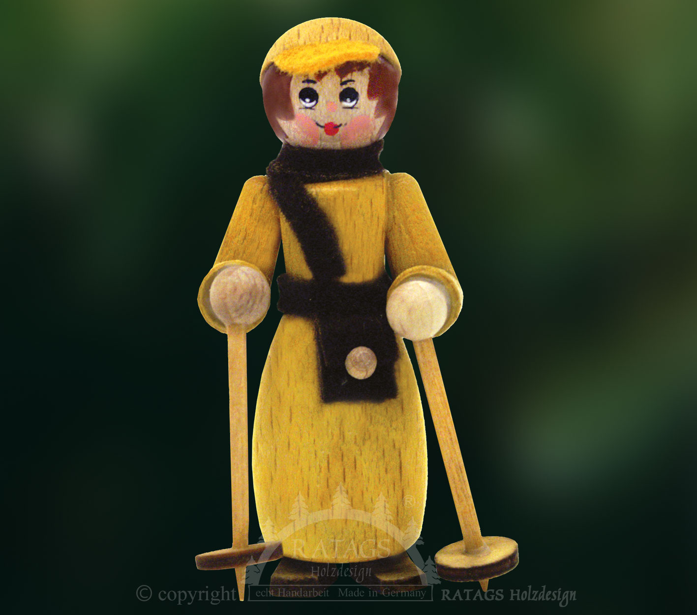 Figur, Nordic Walkerin mit Basecape, gelb Figur, Nordic Walkerin mit Basecape, gelb