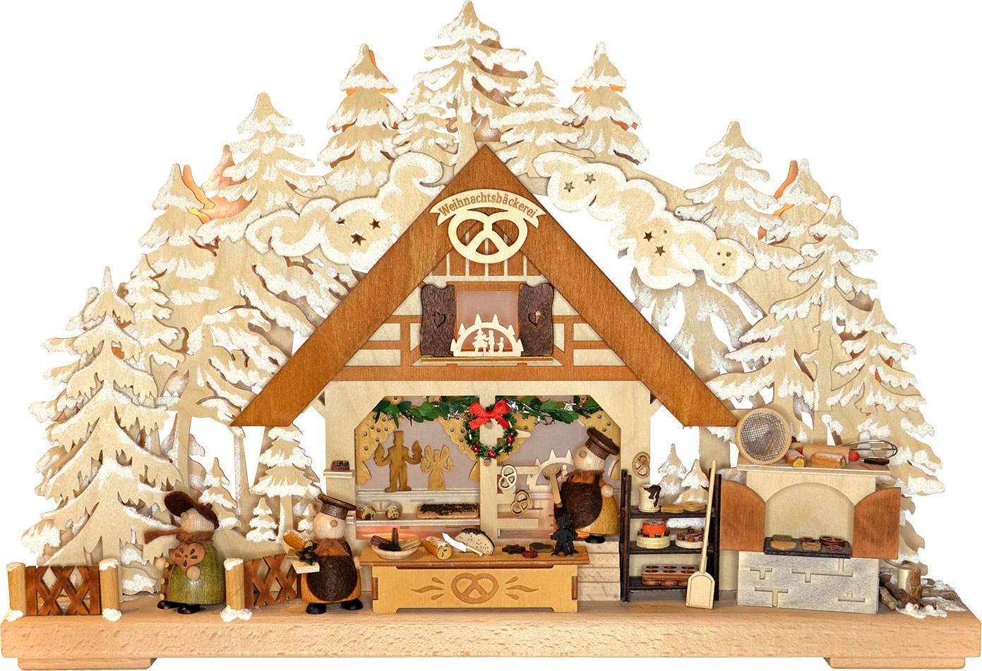 3D-Schwibbogen kl., Weihnachtsbäckerei, Raureif