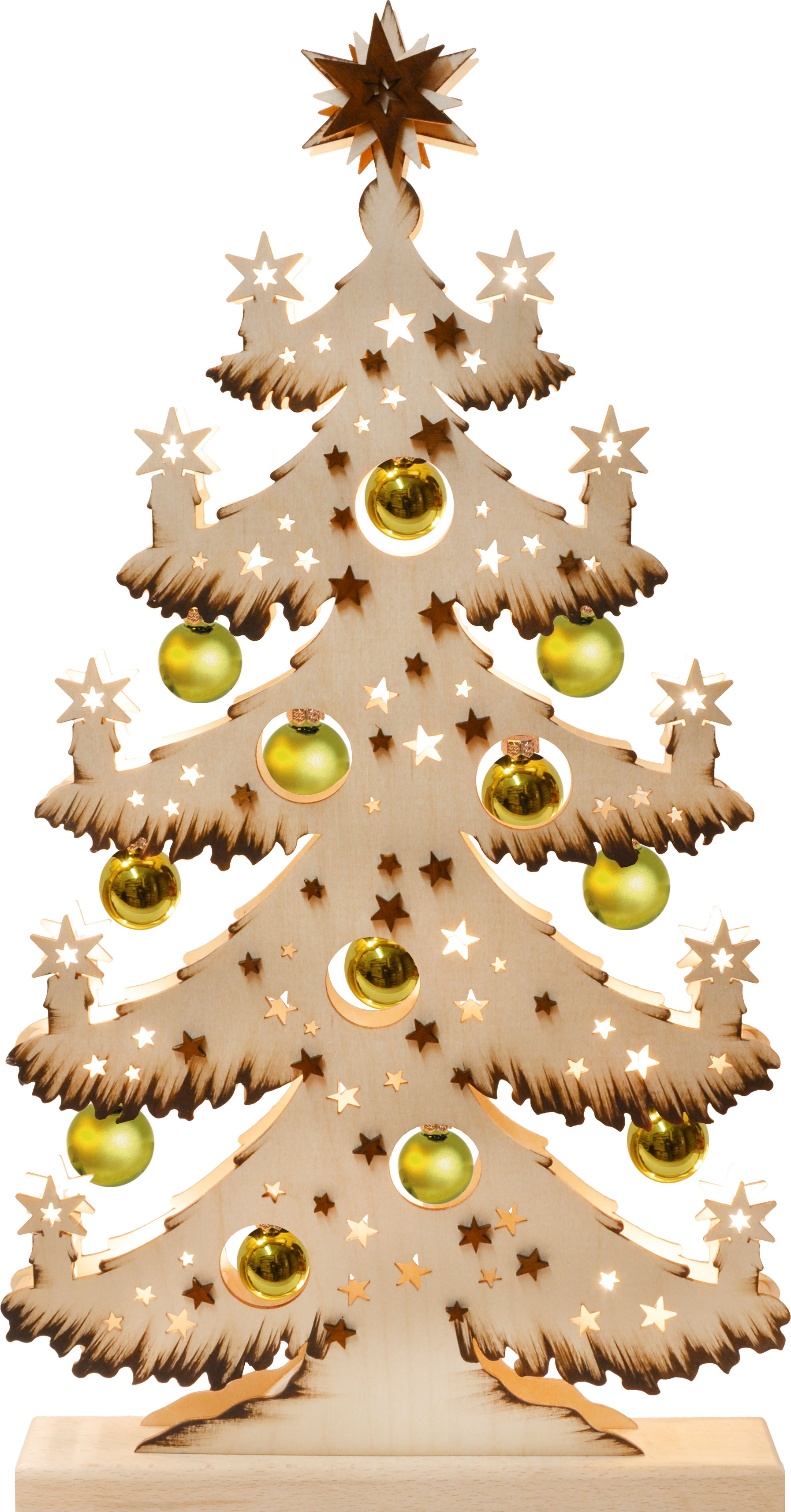 Tanne mgr., grüne Kugeln, handbemalt braun