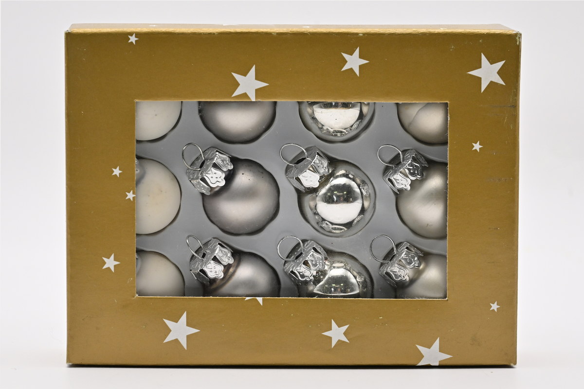 Mini-Glaskugeln, silber/mat/glänzend 2cm