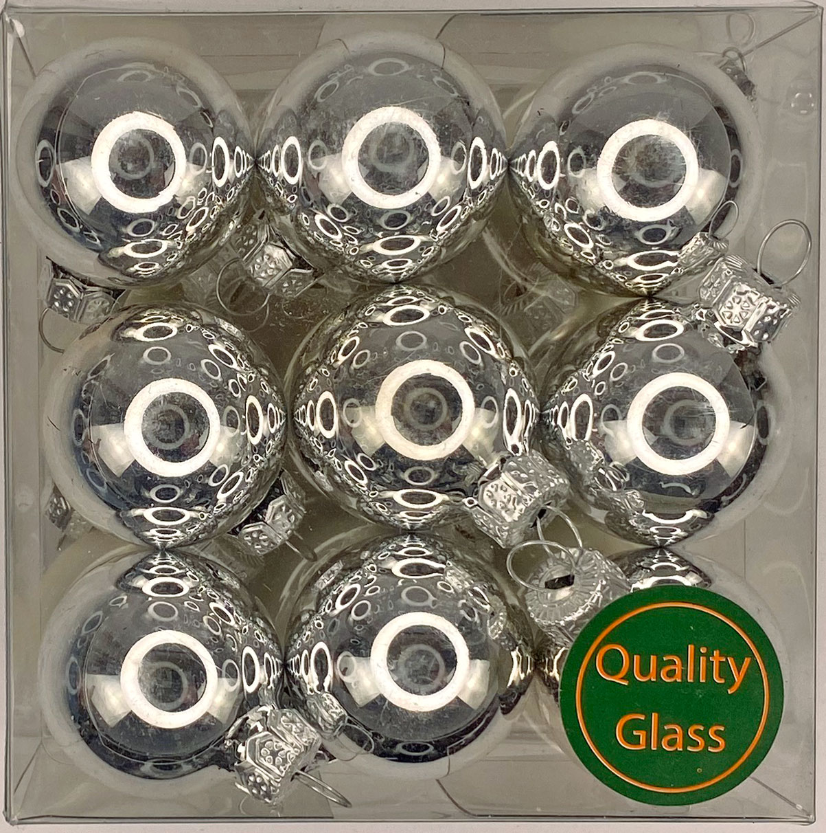 cb. 18 glassballs/cap silver combi
