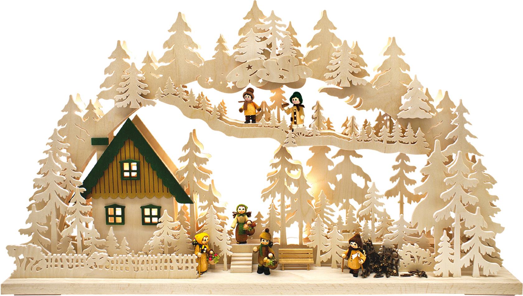 3D-Schwibbogen groß, Waldgänger auf der Lichtung 3D-Schwibbogen groß, Waldgänger auf der Lichtung