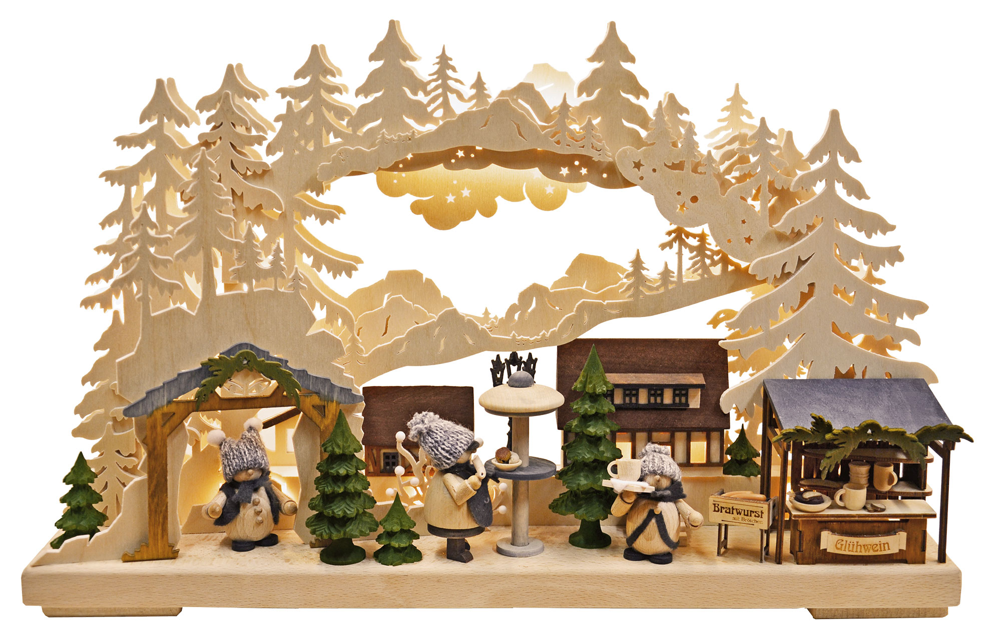 3D-Schwibbogen kl., Gebirgsweihnachtsmarkt 3D-Schwibbogen kl., Gebirgsweihnachtsmarkt