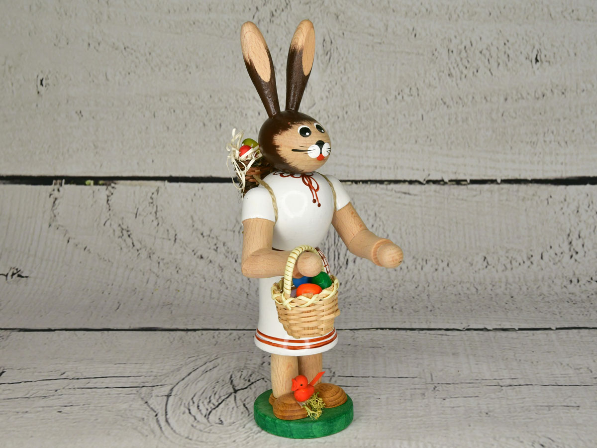 Osterhäsin mit Körbchen, weiß Osterhäsin mit Körbchen, weiß