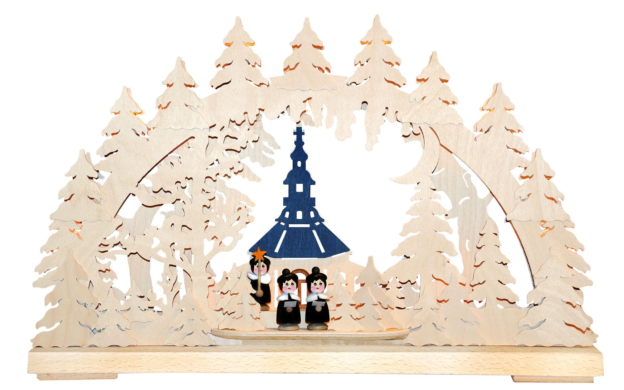 Schwibbogen klein, Seiffener Kirche mit Sängerknaben Schwibbogen klein, Seiffener Kirche mit Sängerknaben