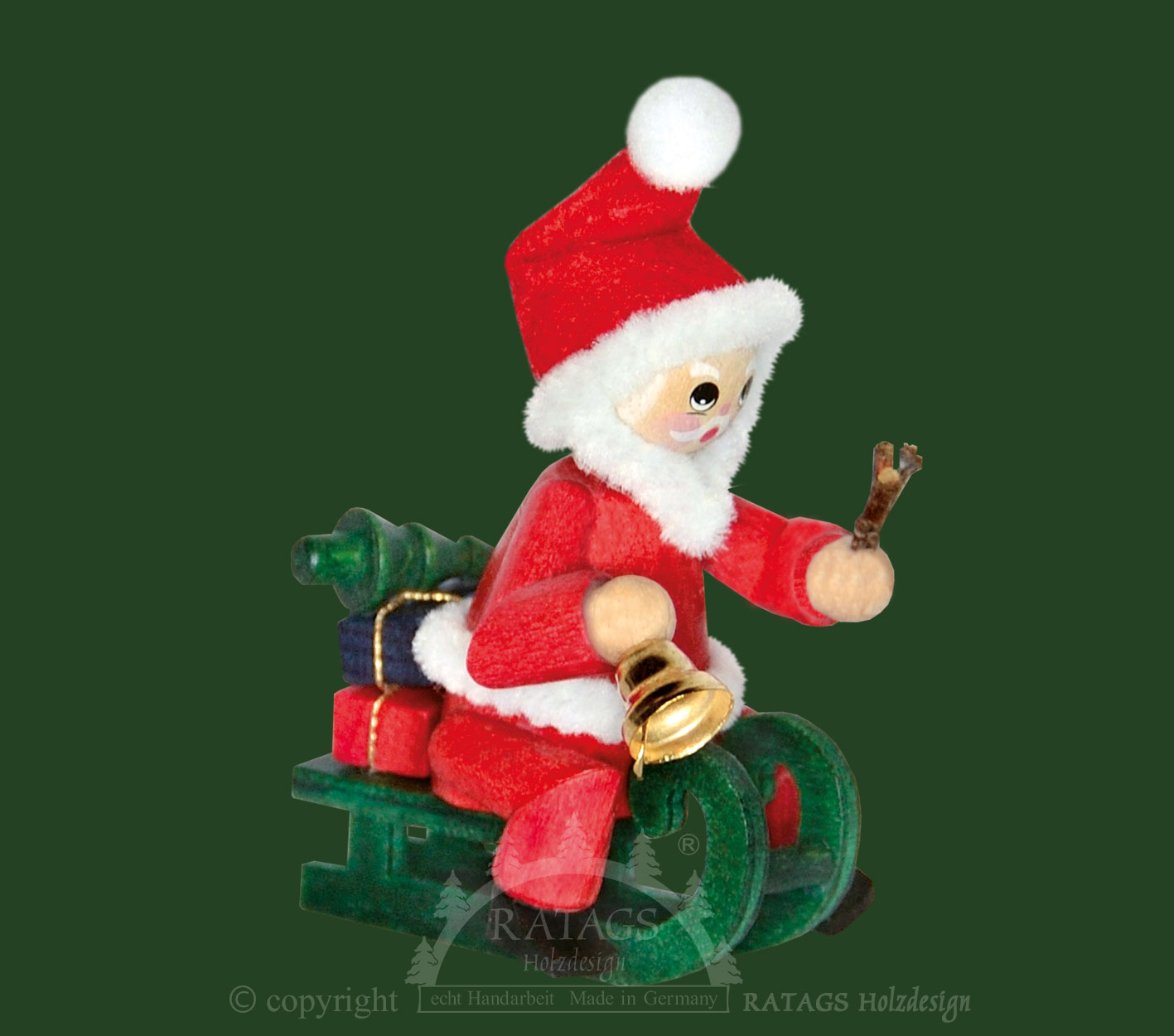 Figur, Weihnachtsmann auf Schlitten, rot Figur, Weihnachtsmann auf Schlitten, rot