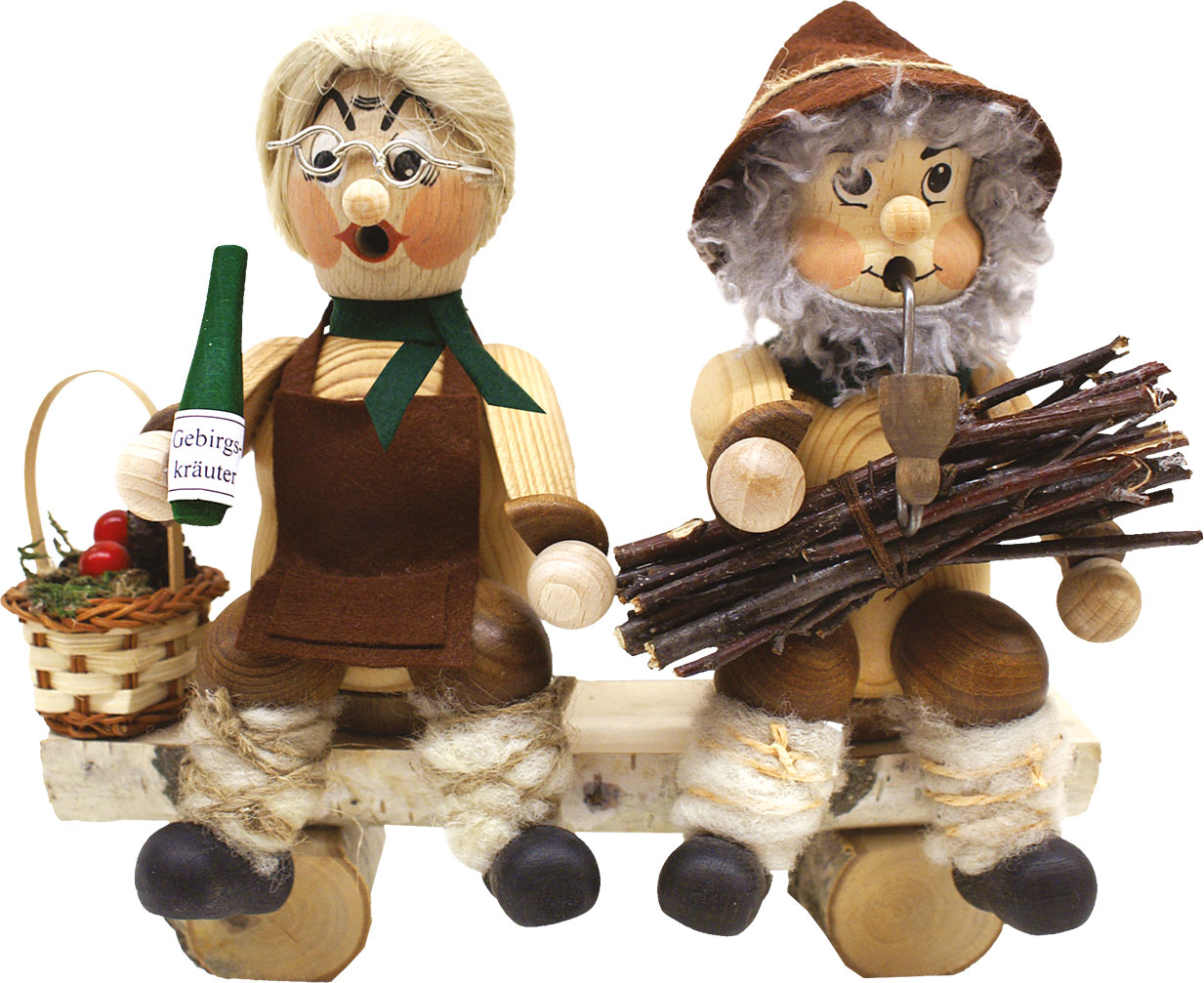 Räuchermännchen, Oma & Opa, Holzmich'l Kantenhocker Räuchermännchen, Oma & Opa, Holzmich'l Kantenhocker
