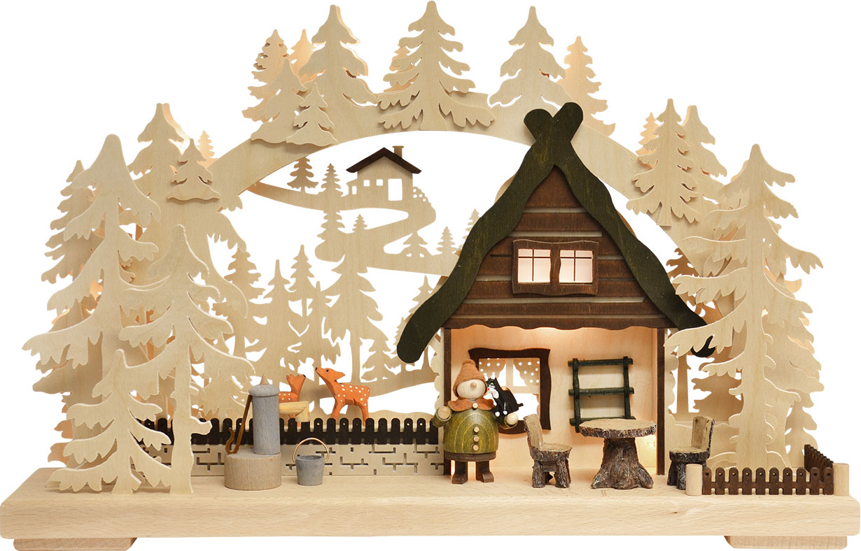 3D-Schwibbogen kl., Häuschen auf der Lichtung 3D-Schwibbogen kl., Häuschen auf der Lichtung