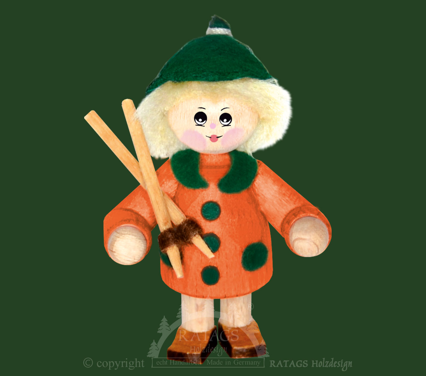 Sammler-Püppchen, Figur, Walker, orange, grüner Schal Sammler-Püppchen, Figur, Walker, orange, grüner Schal