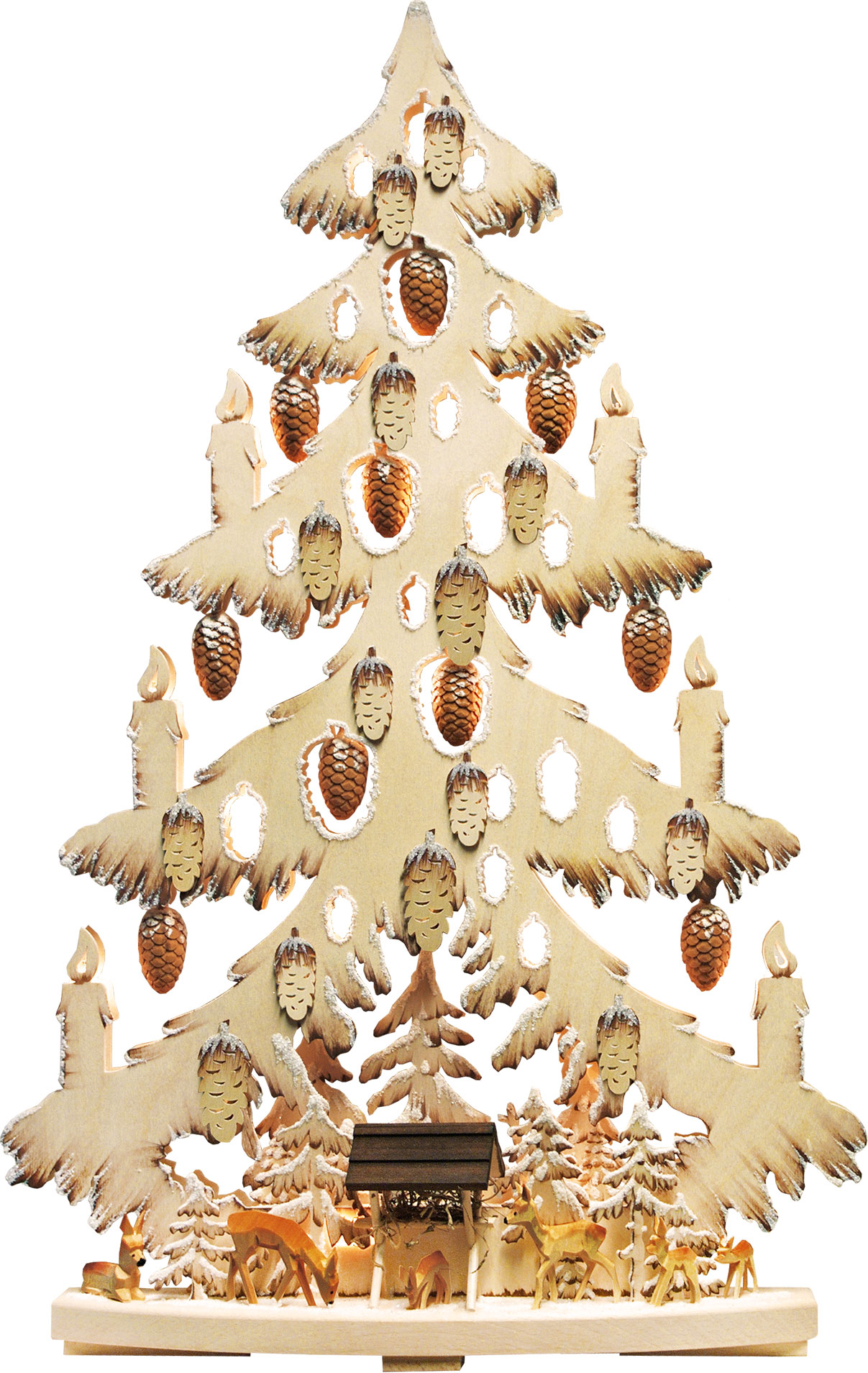 Tanne groß, geschnitzte Zapfen, Futterstelle, Raureif, handbemalt braun Tanne groß, geschnitzte Zapfen, Futterstelle, Raureif, handbemalt braun