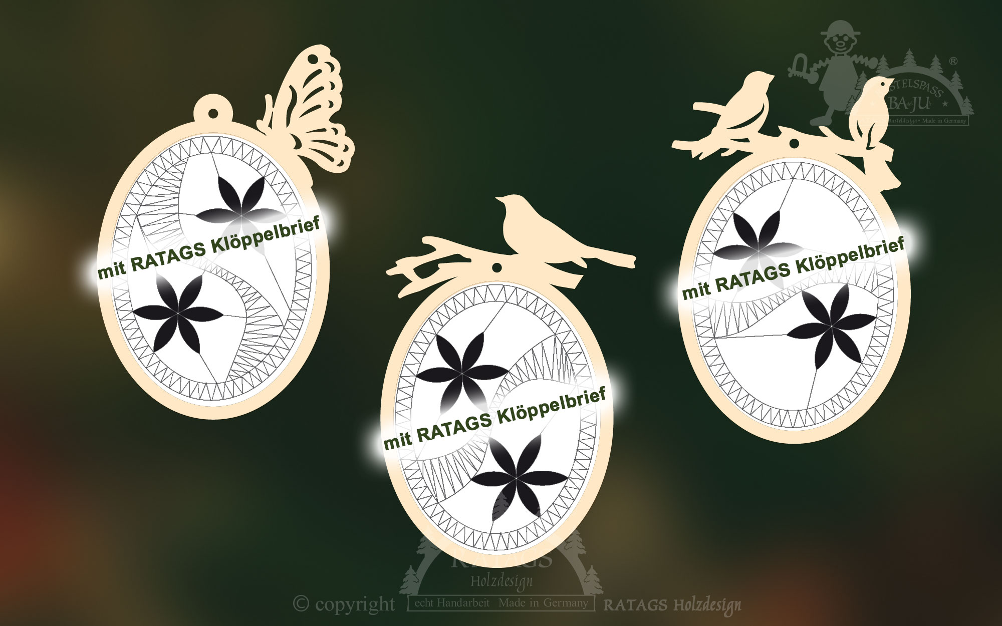 6 Klöppelrahmen, Eier zum Anhängen mit 3 RATAGS Klöppelbriefen 6 Klöppelrahmen, Eier zum Anhängen mit 3 RATAGS Klöppelbriefen