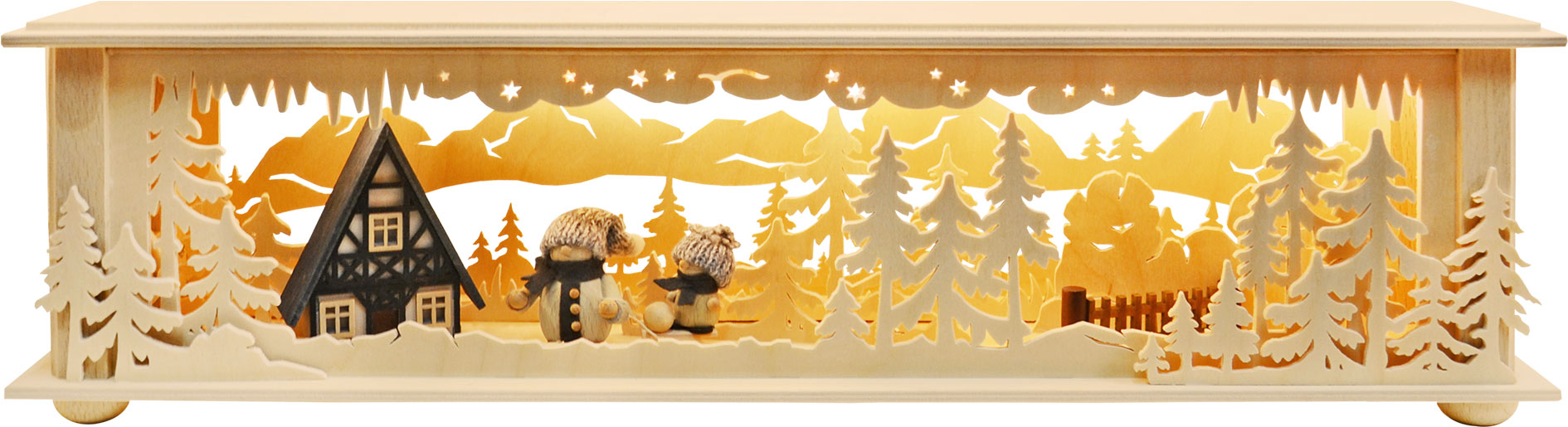 Raumleuchte kl., Fachwerkhäuschen, 2 Winterfiguren Raumleuchte kl., Fachwerkhäuschen, 2 Winterfiguren