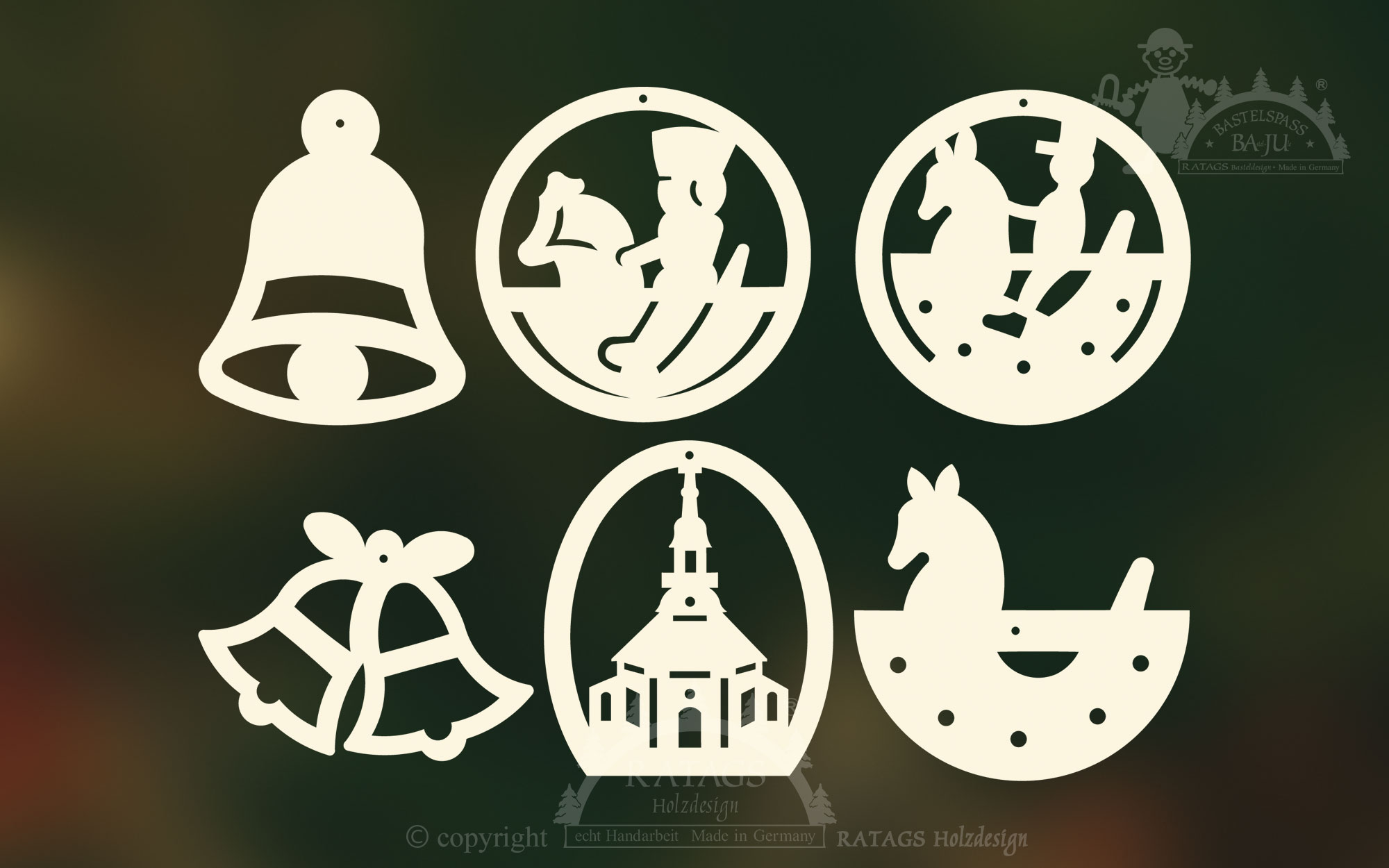 Baumbehang, 6er Set, Weihnachtsmotive Baumbehang, 6er Set, Weihnachtsmotive