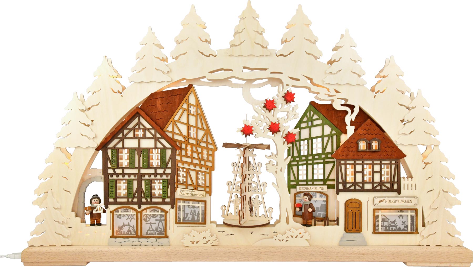 3D-Schwibbogen gr., Fachwerkdorf mit Wärmespiel 3D-Schwibbogen gr., Fachwerkdorf mit Wärmespiel