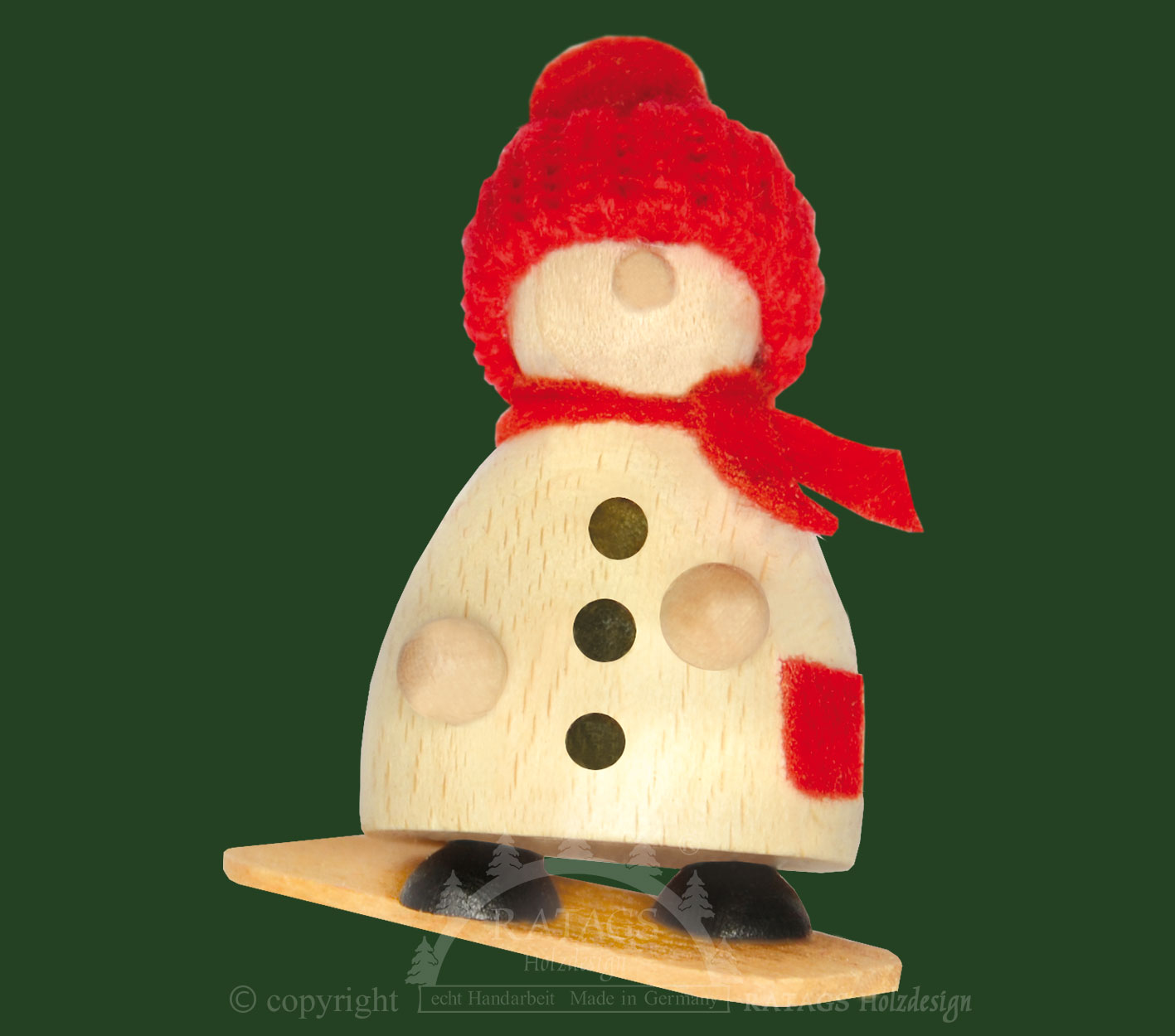 Snow-Molli, Junge Linie, auf Snowboard, rote Strickmütze Snow-Molli, Junge Linie, auf Snowboard, rote Strickmütze