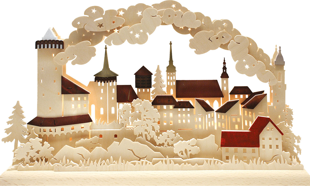 3D-Schwibbogen kl., Silhouette Bautzen, farbige Dächer 3D-Schwibbogen kl., Silhouette Bautzen, farbige Dächer