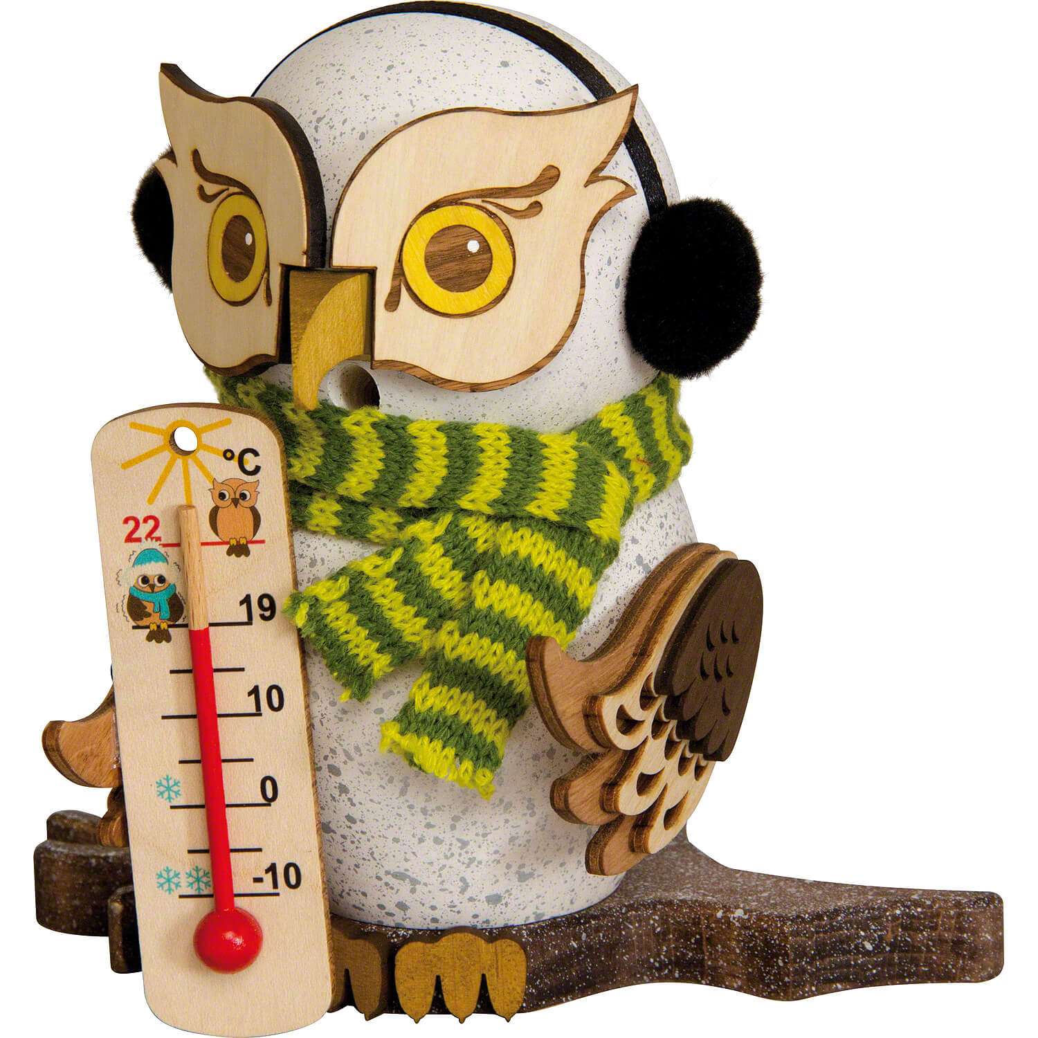 Schnee-Eule mit Thermometer