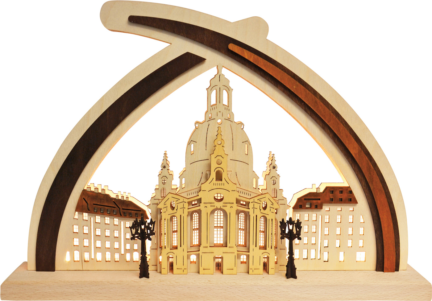 Schwibbogen Silhouette Dresden Massivholzgrundplatte