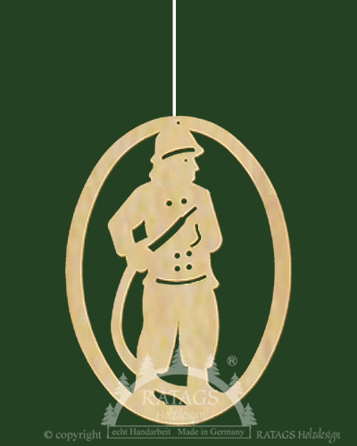 Fensterbild, Feuerwehrmann, oval Fensterbild, Feuerwehrmann, oval