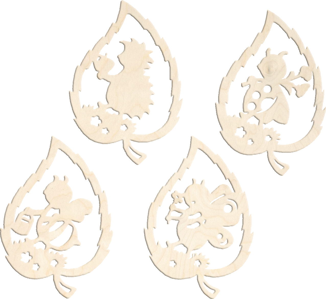 Baumbehang, 4er Set, Tiere im Blatt Baumbehang, 4er Set, Tiere im Blatt