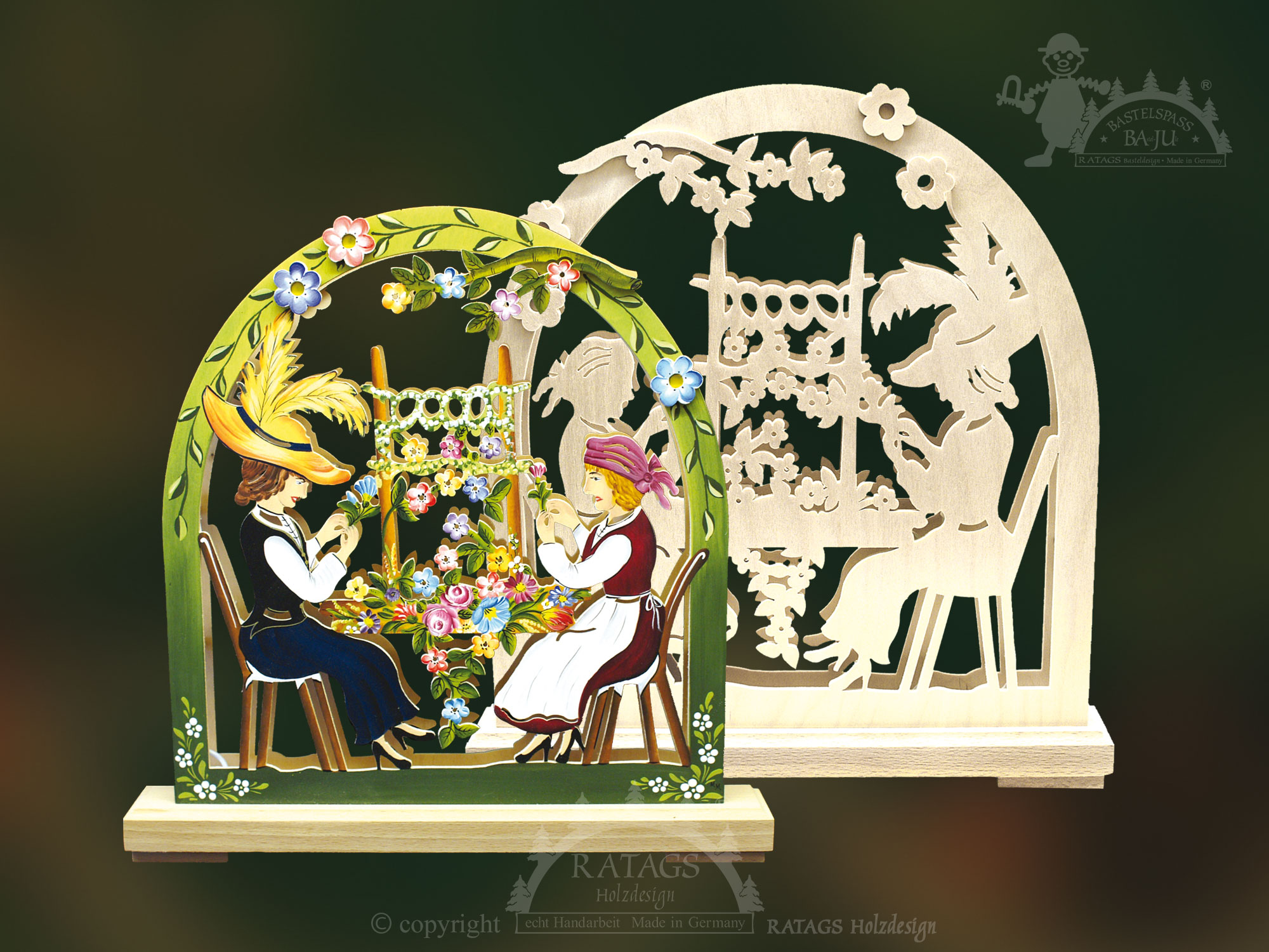 Schwibbogen zum Basteln, klein, Blumenmädchen Schwibbogen zum Basteln, klein, Blumenmädchen