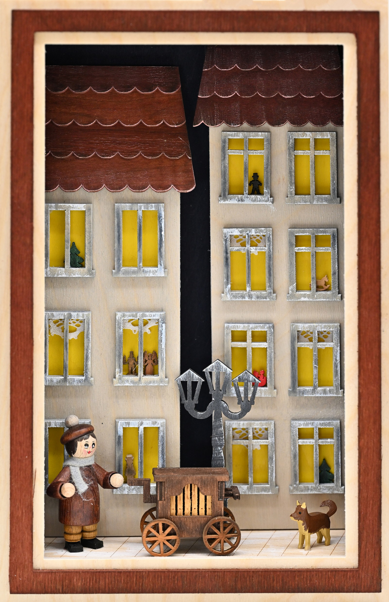 3D-Wandbild, Leierkasten bei Nacht