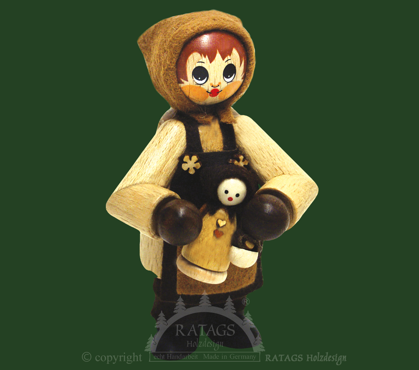 Figur groß, Mädchen mit Puppe, natur Figur groß, Mädchen mit Puppe, natur