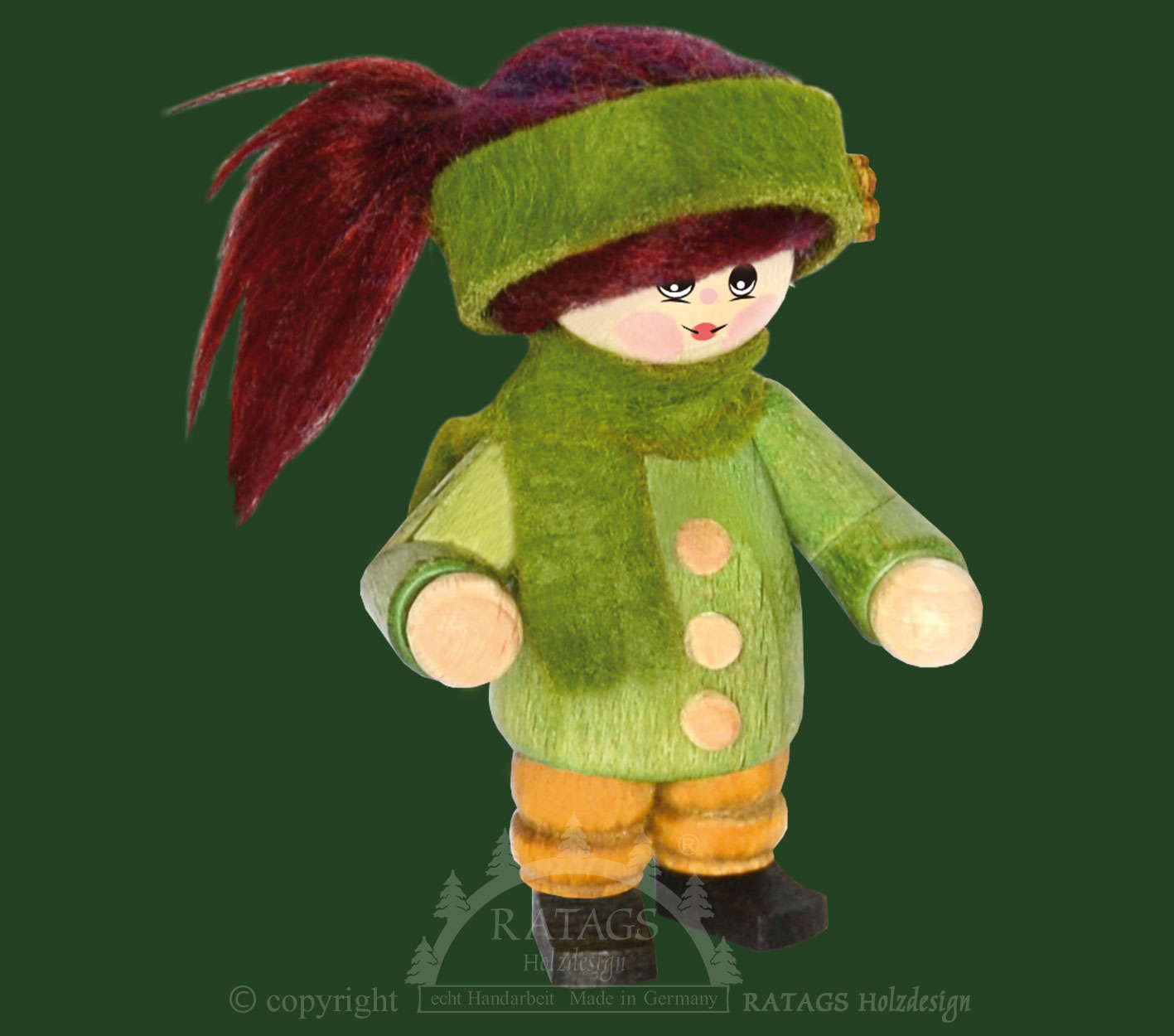 Sammler-Püppchen Figur, Wintersportlerin, grün Sammler-Püppchen Figur, Wintersportlerin, grün