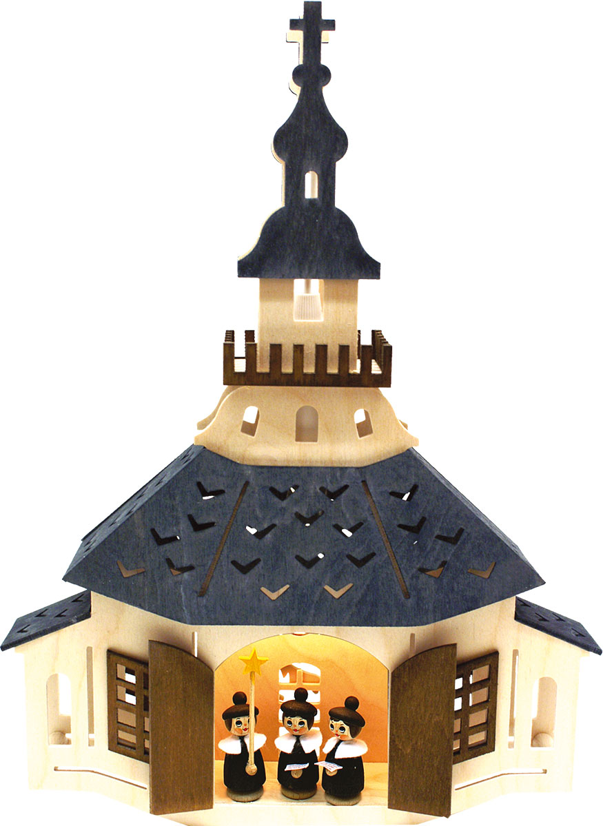 Fensterbild, beleuchtet, Kirche Kurrende schwarz, farbige Dächer Fensterbild, beleuchtet, Kirche Kurrende schwarz, farbige Dächer