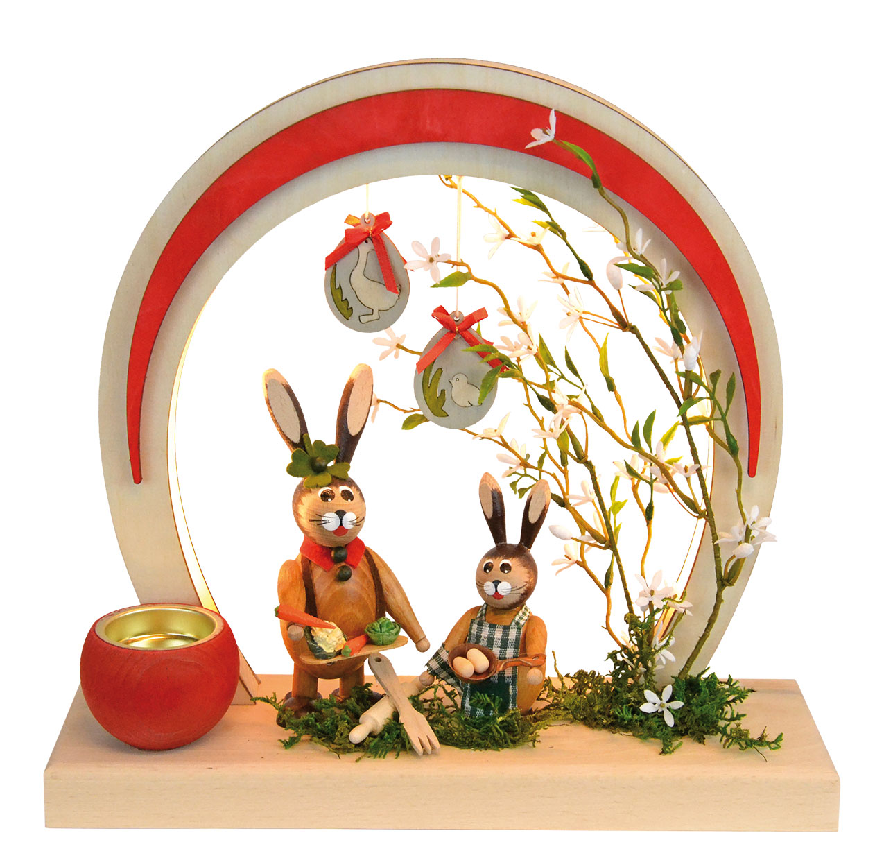 Romantikleuchte Ostern, LED, rund, rot, Besteck