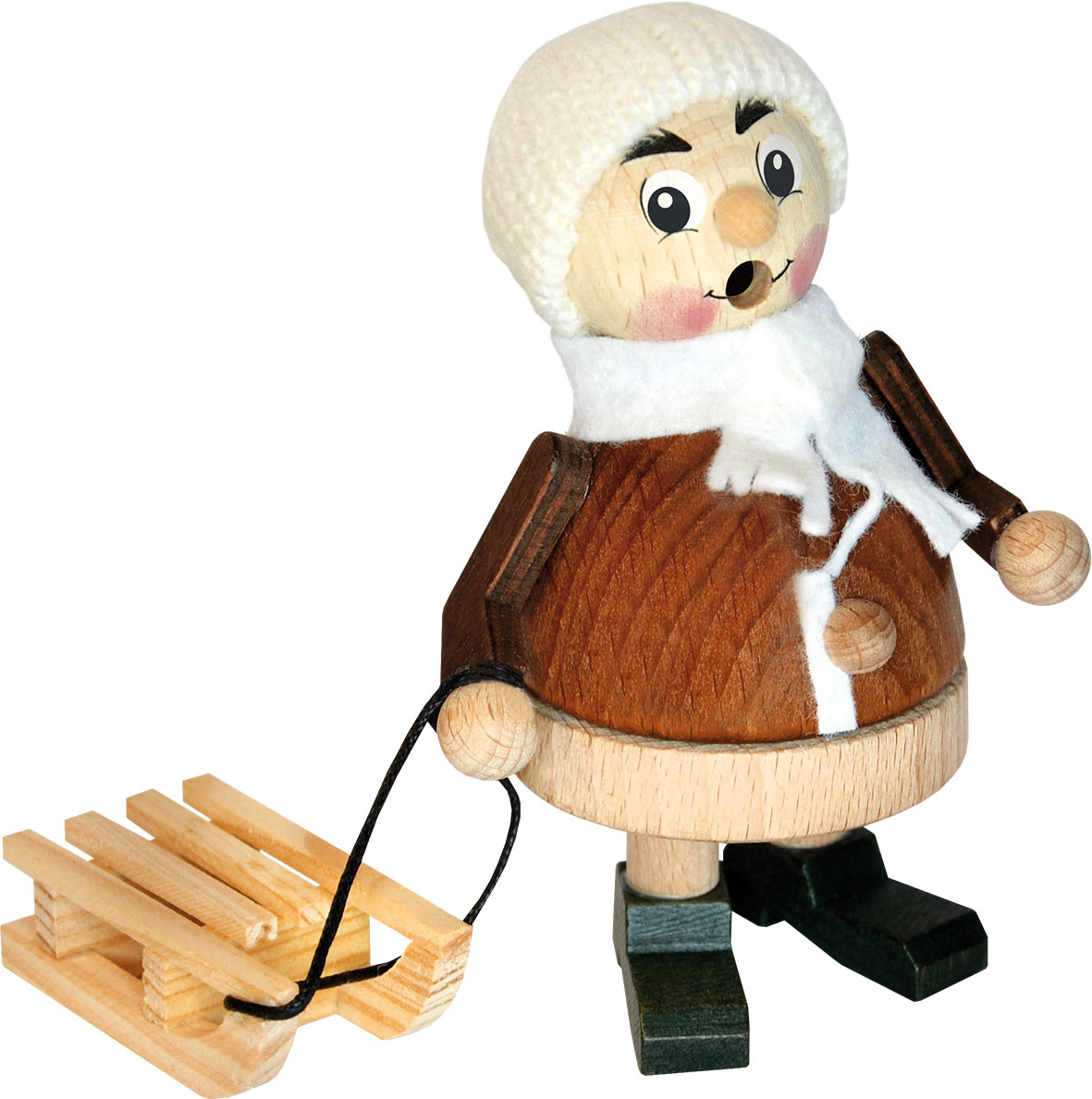 Räuchermännchen, Winterkind mit Schlitte