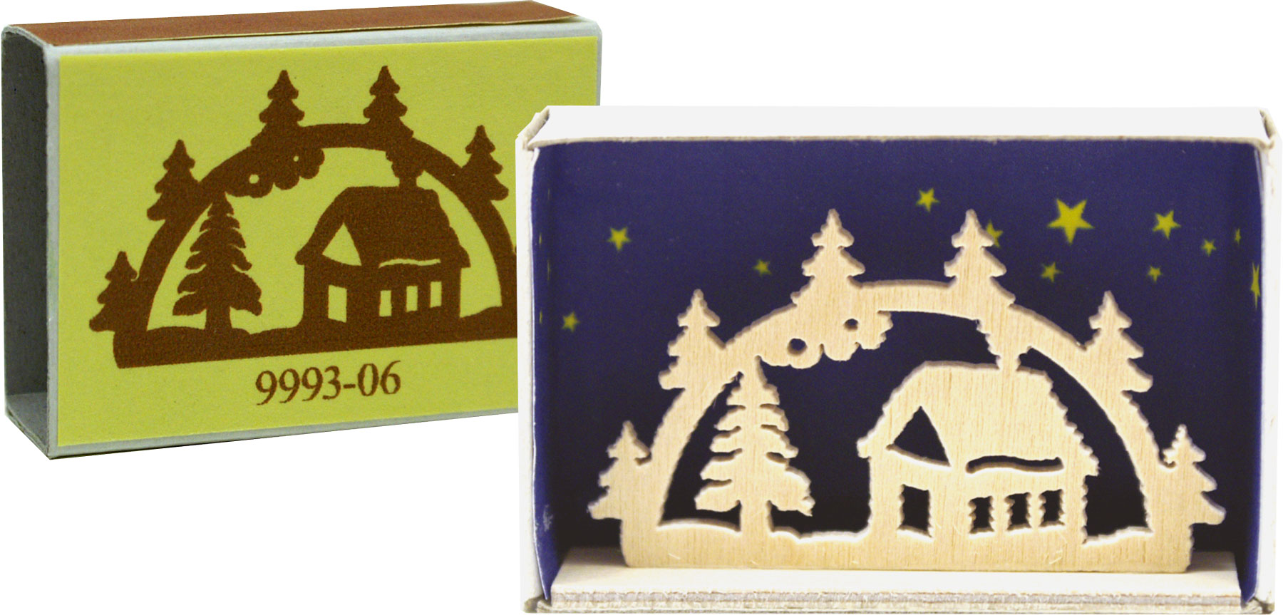 Miniaturschwibbogen Streichholzschachtel Schneehütte Miniaturschwibbogen Streichholzschachtel Schneehütte