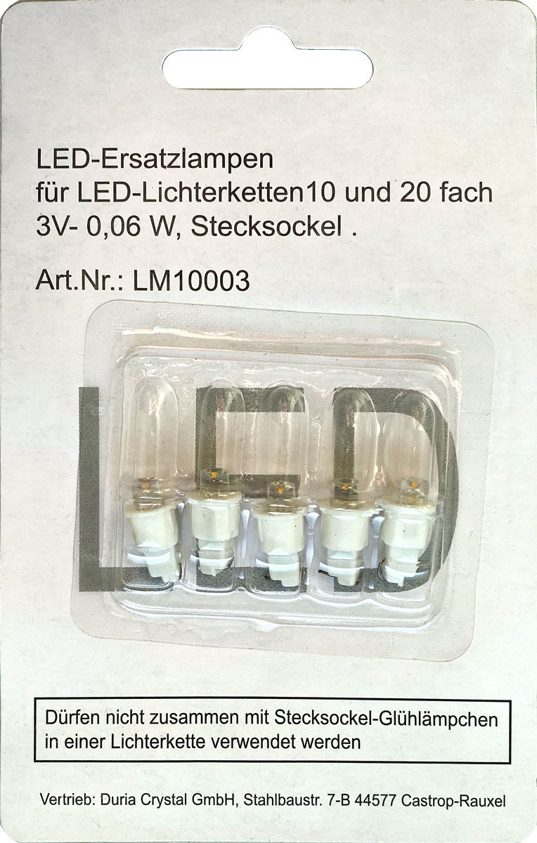 Ersatzlämpchen für LED, 5 Stück für 10er und 20er Lichterkette (Duria) Ersatzlämpchen für LED, 5 Stück für 10er und 20er Lichterkette (Duria)